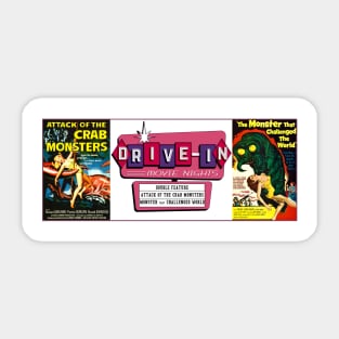 Drive-In Double Feature - Crab Monsters & It Challenged the World Sticker